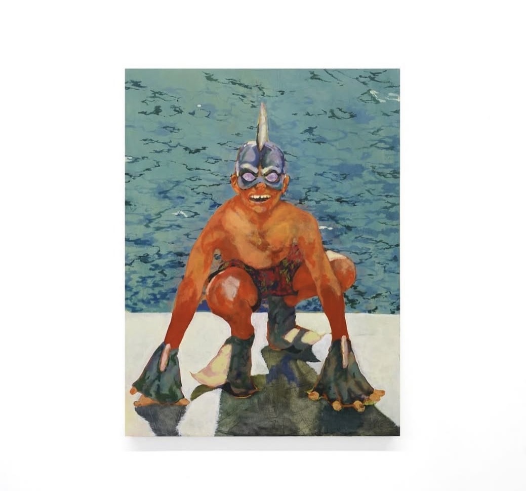 Artwork by Henry Swanson depicting an orange creature against blue water.