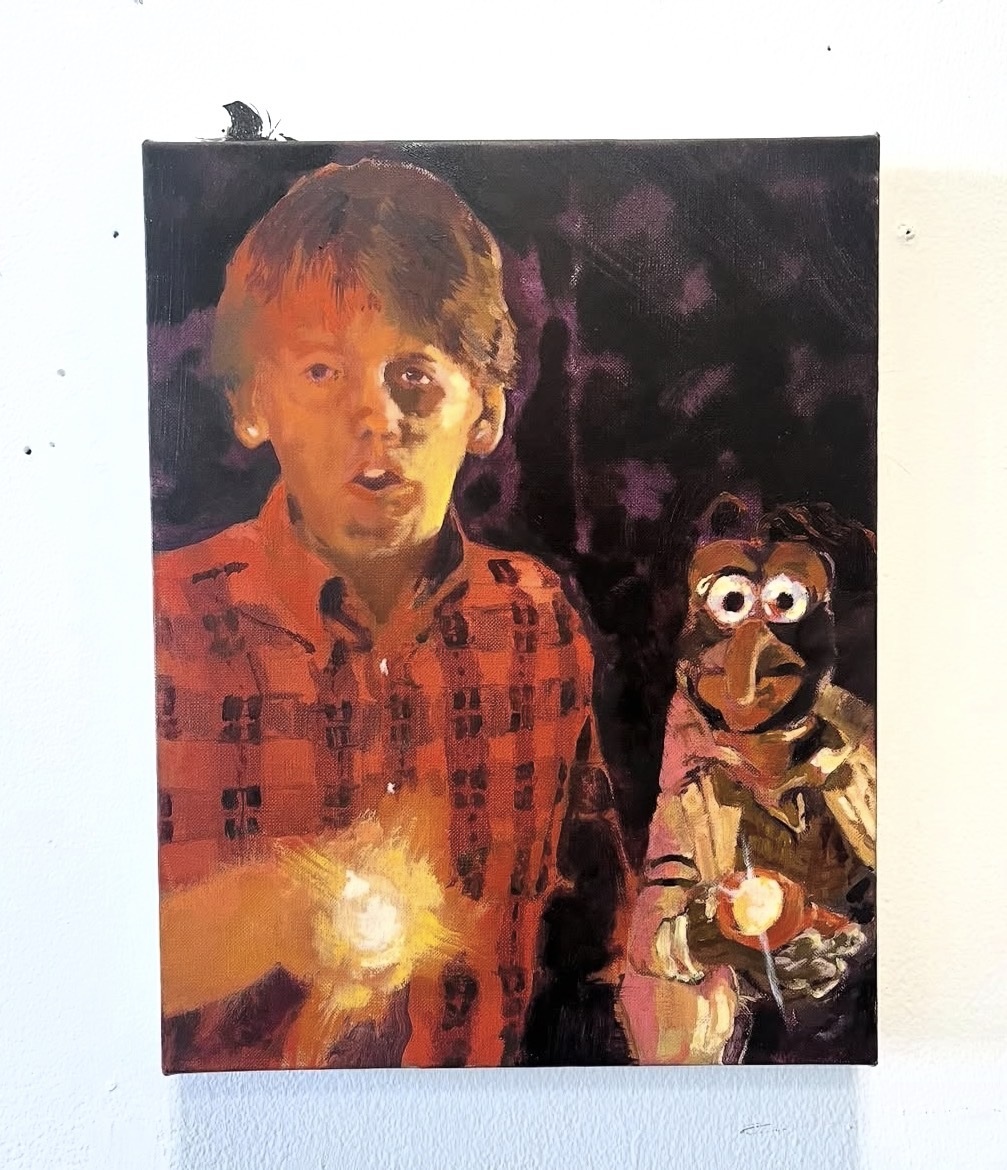 Candlelit portrait by Henry Swanson featuring a child and puppet-like figure.
